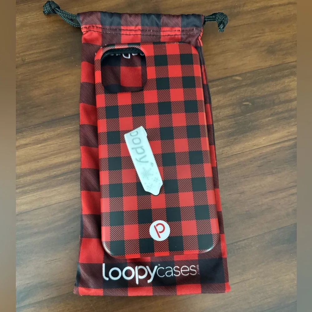 Loopy Case iPhone 12pro‎  Red and Black Plaid Phone Case